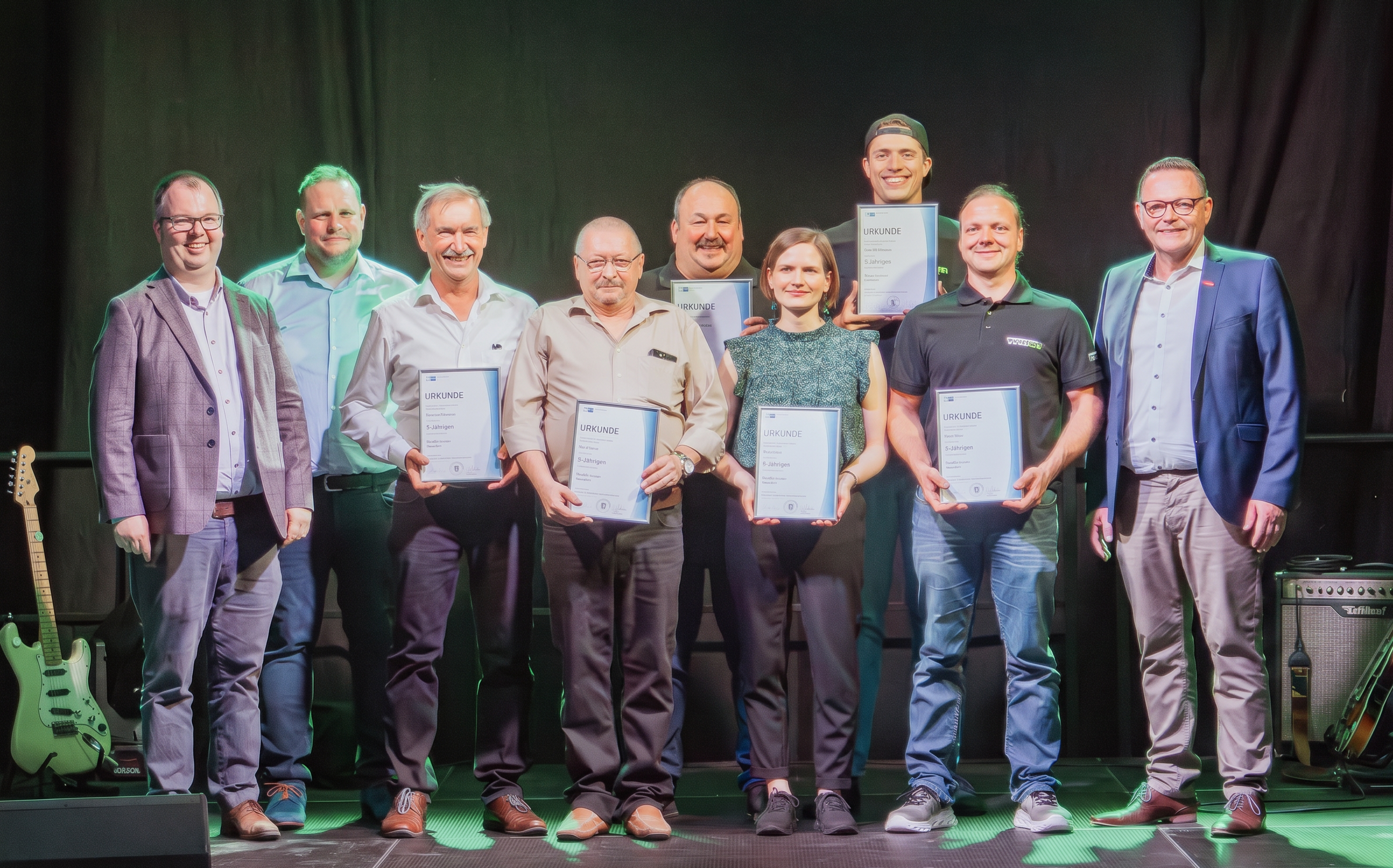 Bild von links nach rechts: Dr. Andreas Hildenbrand, Jan Lauer, Klaus Mittnacht, Rolf Spöhrer, Clemens Winterhalter, Lisa Fischer, Dominik Dömlang, René Uhlke, Klaus Hofmann